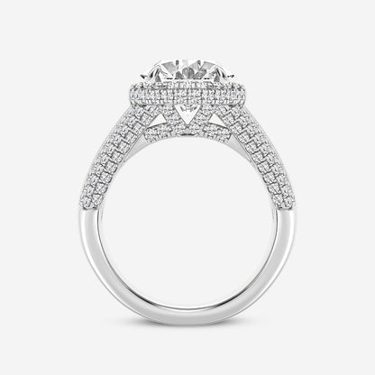 Hiba Oval Diamond Engagement Ring with Pavé & Baguette Frame