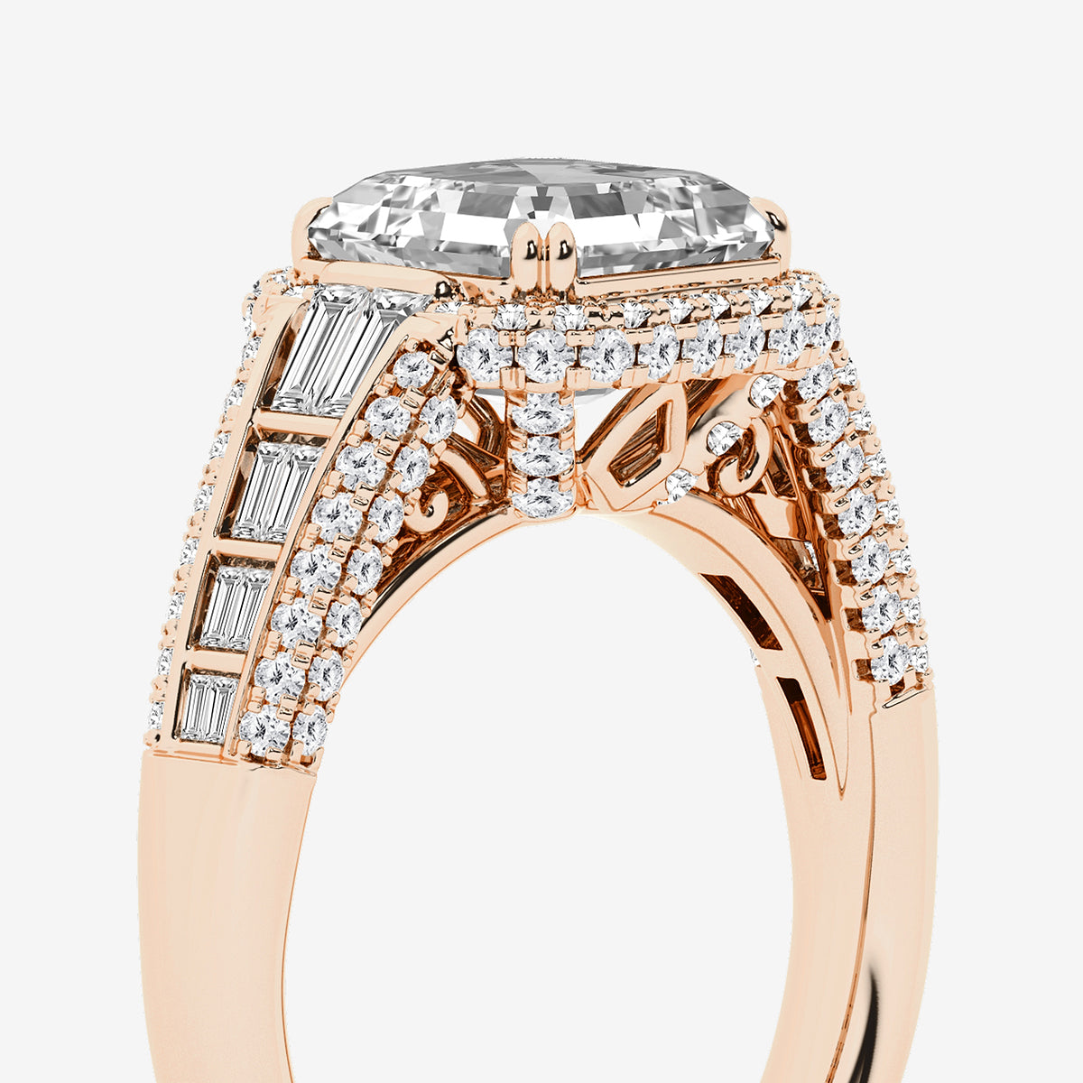 Kalon Asscher Diamond Halo Engagement Ring