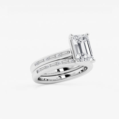 Synergy Emerald Diamond Side Stone Bridal Set in Platinum - 3.75 CTW