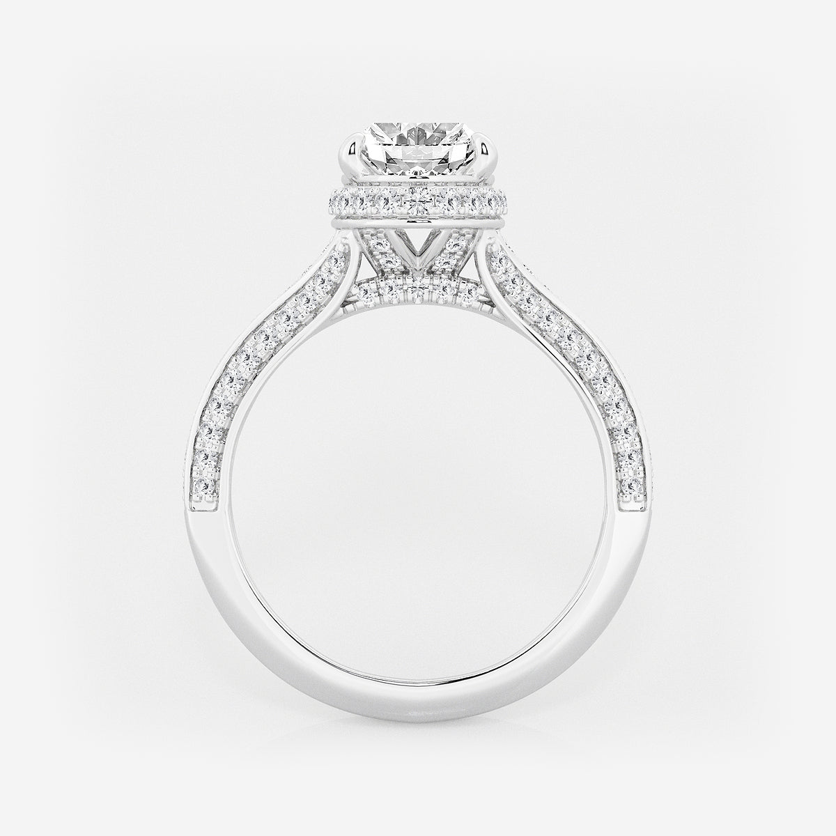 Gleam Oval Diamond Channel Band Halo Bridal Set in Platinum - 3 CTW