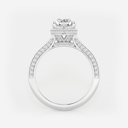 Gleam Oval Diamond Channel Band Halo Bridal Set in Platinum - 3 CTW