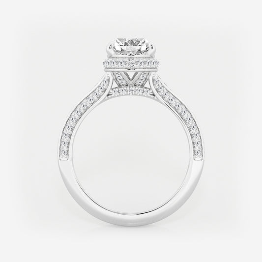 Gleam Oval Diamond Channel Band Halo Bridal Set in Platinum - 3 CTW