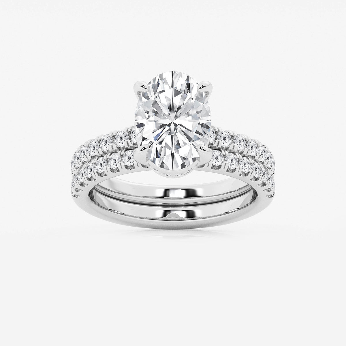 Veil Oval Diamond Hidden Halo Bridal Set in Platinum - 3.75 CTW