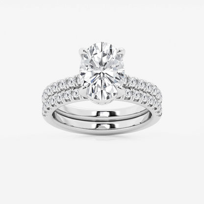 Veil Oval Diamond Hidden Halo Bridal Set in Platinum - 3.75 CTW