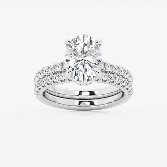 Veil Oval Diamond Hidden Halo Bridal Set in Platinum - 3.75 CTW