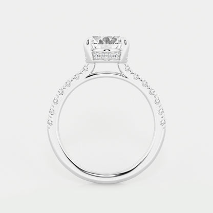 Veil Oval Diamond Hidden Halo Bridal Set in Platinum - 3.75 CTW
