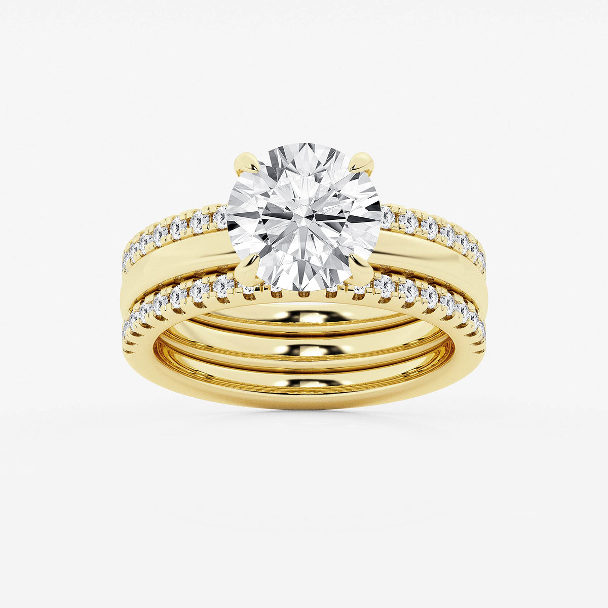 Esme Round Diamond Three Stone Ring with Pear Sides in Platinum - 3.125 CTW
