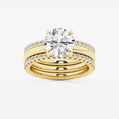 Esme Round Diamond Three Stone Ring with Pear Sides in Platinum - 3.125 CTW