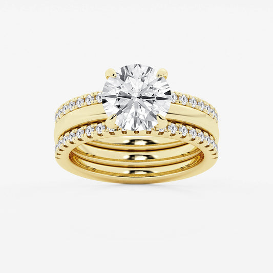 Esme Round Diamond Three Stone Ring with Pear Sides in Platinum - 3.125 CTW