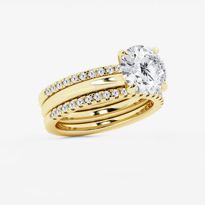 Esme Round Diamond Three Stone Ring with Pear Sides in Platinum - 3.125 CTW