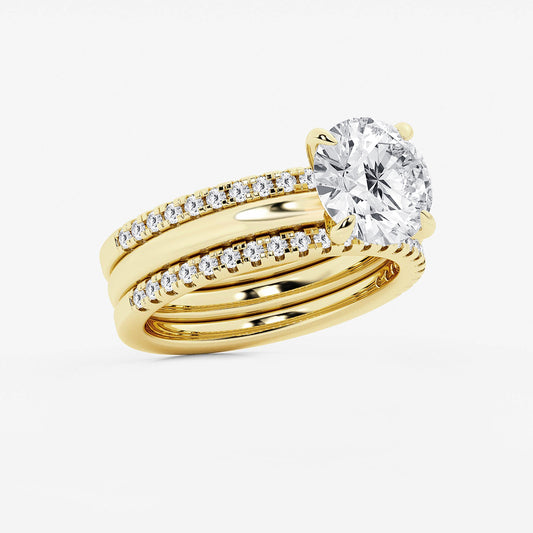 Esme Round Diamond Three Stone Ring with Pear Sides in Platinum - 3.125 CTW