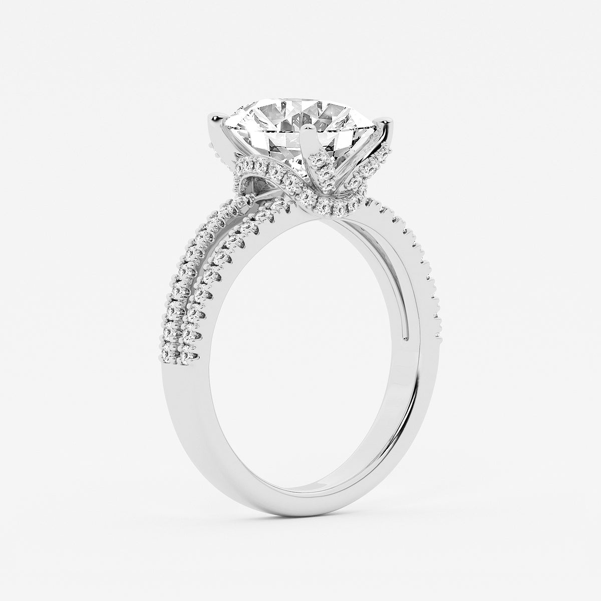 Ovia Oval Diamond Split Shank Hidden Halo Ring