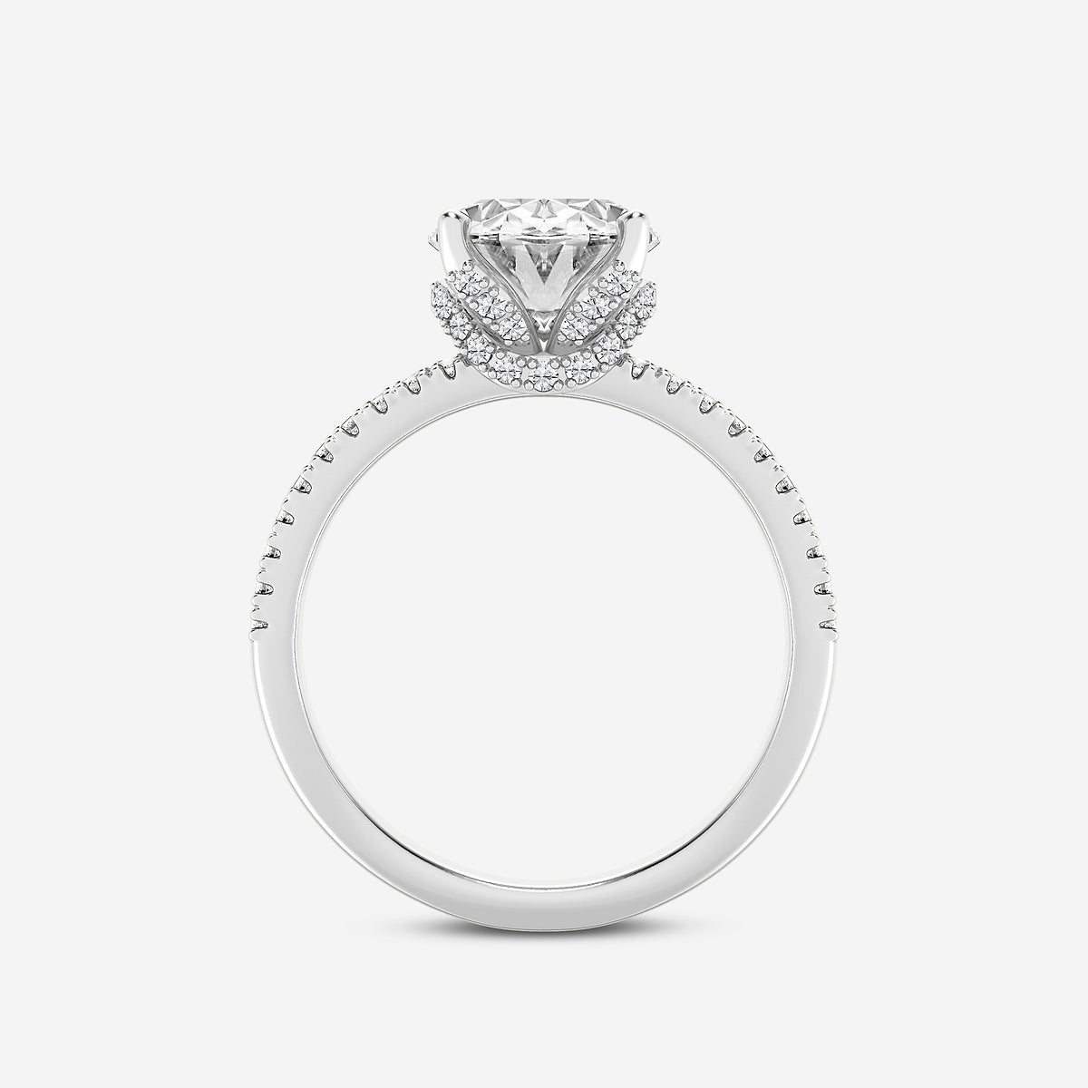 Ovia Oval Diamond Split Shank Hidden Halo Ring