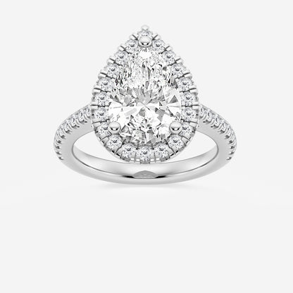 Paradise Pear Diamond French Pavé Halo Engagement Ring in 14K White Gold - 3.67 CTW