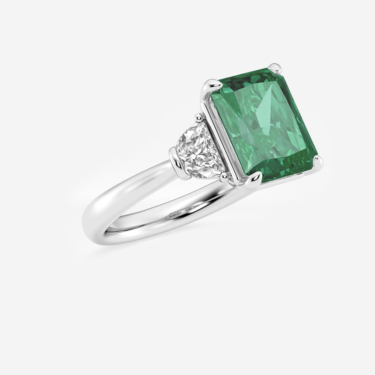 Marigold Radiant Emerald Three Stone Engagement Ring