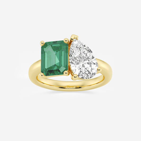 Sloane Toi Et Moi Emerald & Pear Diamond Ring
