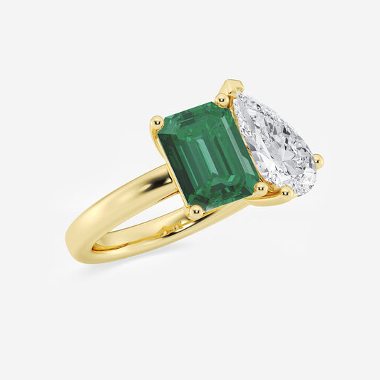 Sloane Toi Et Moi Emerald & Pear Diamond Ring