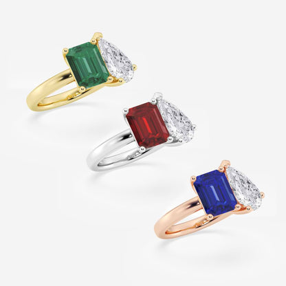 Sloane Toi Et Moi Emerald & Pear Diamond Ring