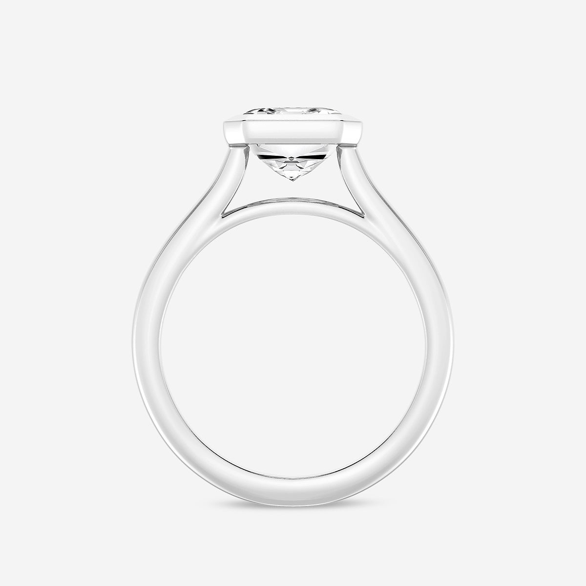 Emerald Diamond Bezel Set Solitaire Engagement Ring in Platinum - 5 CTW