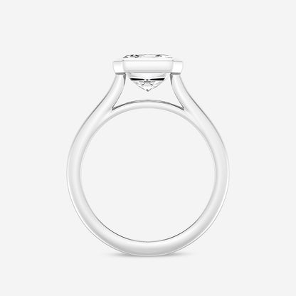 Emerald Diamond Bezel Set Solitaire Engagement Ring in Platinum - 5 CTW