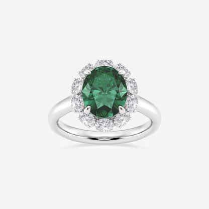 Magnolia Oval Emerald Halo Ring with Oval Diamonds