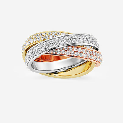 Bea 2 ctw Round Lab Grown Diamond Pave Infinity Eternity Band - 8mm Width    14K Tri-Tone Gold, DE, VS1