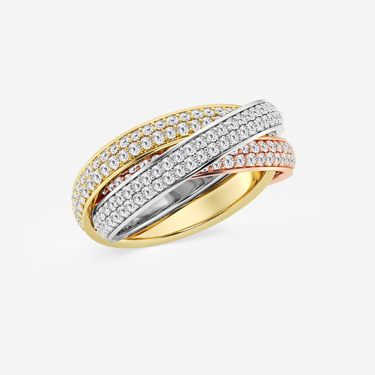 Bea 2 ctw Round Lab Grown Diamond Pave Infinity Eternity Band - 8mm Width    14K Tri-Tone Gold, DE, VS1