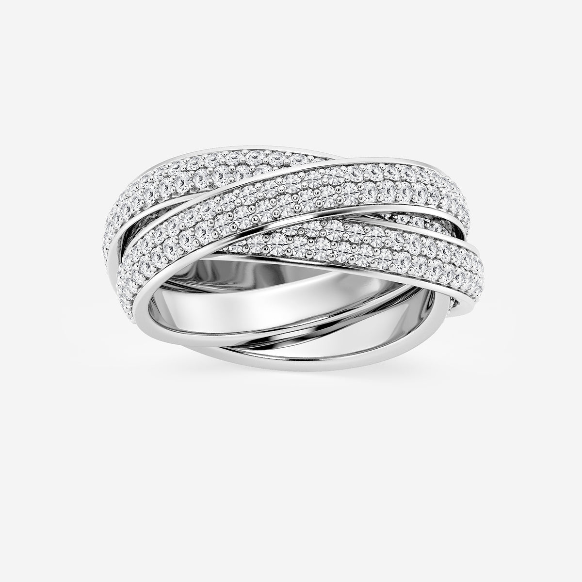 Mary 2 ctw Round Lab Grown Diamond Pave Infinity Eternity Band - 8mm Width    14K White Gold, DE, VS1