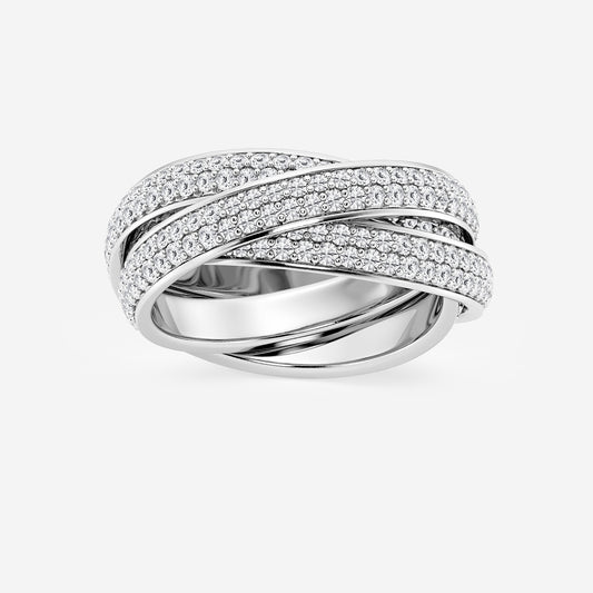 Mary 2 ctw Round Lab Grown Diamond Pave Infinity Eternity Band - 8mm Width    14K White Gold, DE, VS1