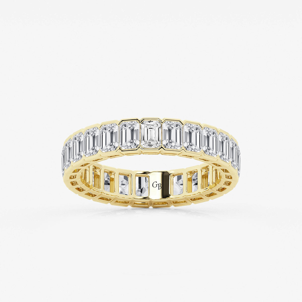 Danielle 3 ctw Emerald Lab Grown Diamond Half Bezel Eternity Band - 4.2mm Width    14K Yellow Gold, DE, VS1