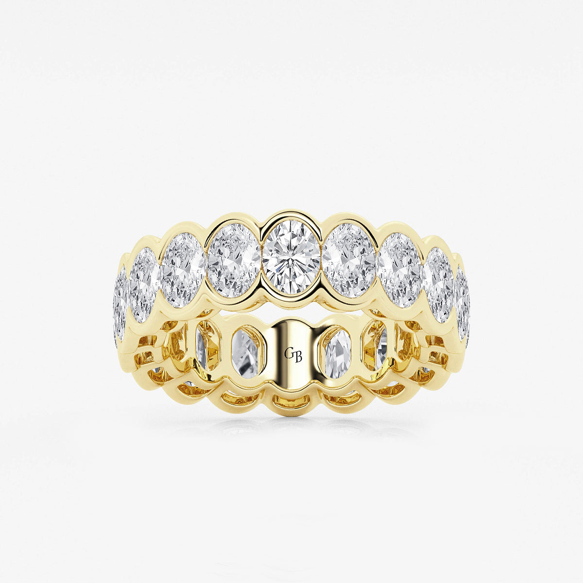 Noa 5 ctw Oval Lab Grown Diamond Half Bezel Eternity Band - 6.7mm Width    14K Yellow Gold, DE, VS1