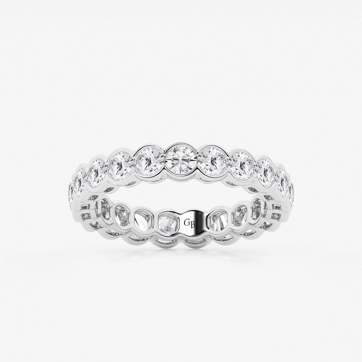 Morgan 2 ctw Round Lab Grown Diamond Half Bezel Eternity Band - 3.6mm Width    14K White Gold, DE, VS1