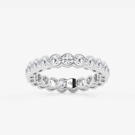Morgan 2 ctw Round Lab Grown Diamond Half Bezel Eternity Band - 3.6mm Width    14K White Gold, DE, VS1
