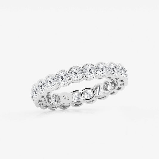 Morgan 2 ctw Round Lab Grown Diamond Half Bezel Eternity Band - 3.6mm Width    14K White Gold, DE, VS1