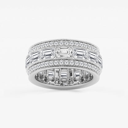 Dominica 5 1/3 ctw Emerald Lab Grown Diamond Triple Row Eternity Band - 8.7mm Width    Platinum, DE, VS1