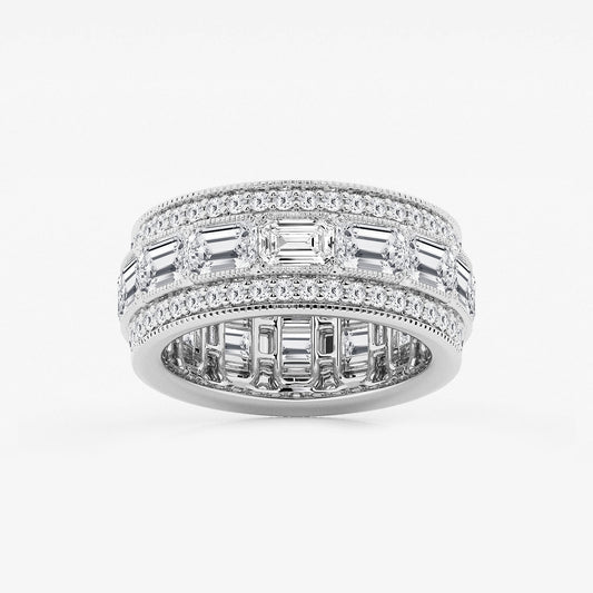 Dominica 5 1/3 ctw Emerald Lab Grown Diamond Triple Row Eternity Band - 8.7mm Width    Platinum, DE, VS1
