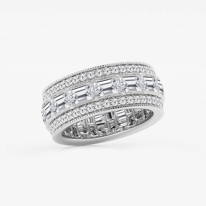Dominica 5 1/3 ctw Emerald Lab Grown Diamond Triple Row Eternity Band - 8.7mm Width    Platinum, DE, VS1