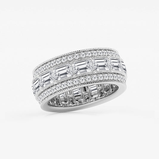 Dominica 5 1/3 ctw Emerald Lab Grown Diamond Triple Row Eternity Band - 8.7mm Width    Platinum, DE, VS1