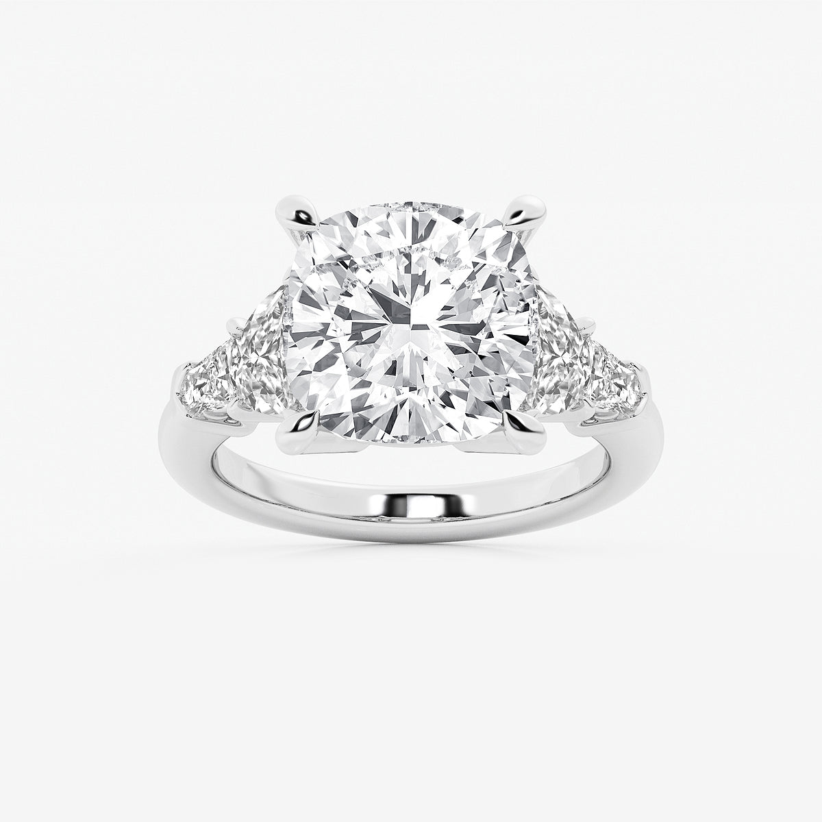 Diamond ring with a clear gemstone on a white background