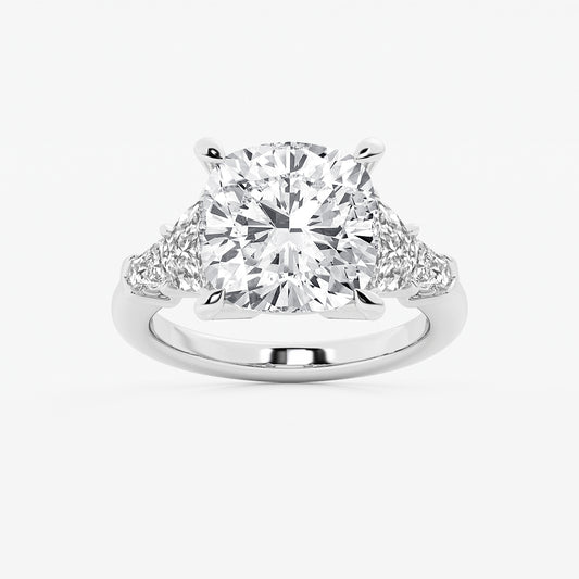 Diamond ring with a clear gemstone on a white background