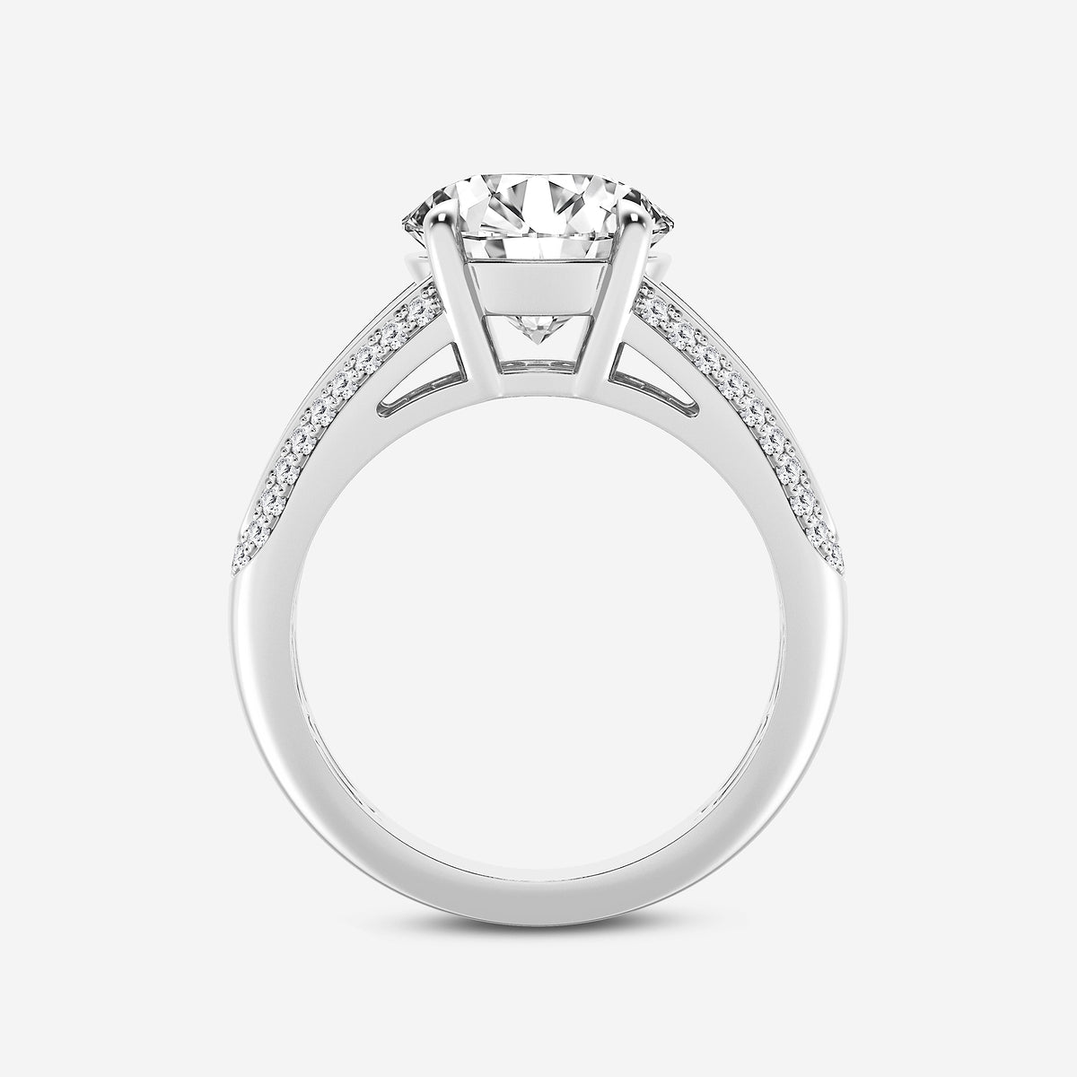Round Diamond Side Stone Engagement Ring