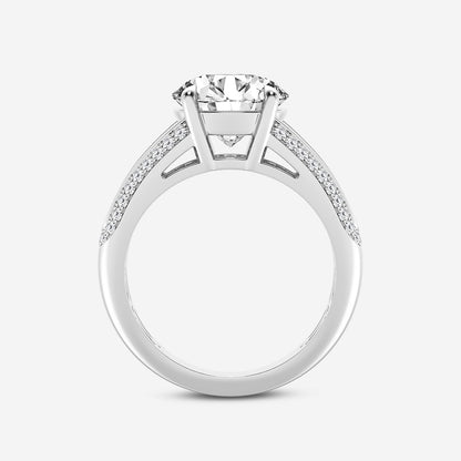 Round Diamond Side Stone Engagement Ring