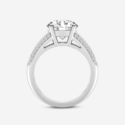 Round Diamond Side Stone Engagement Ring