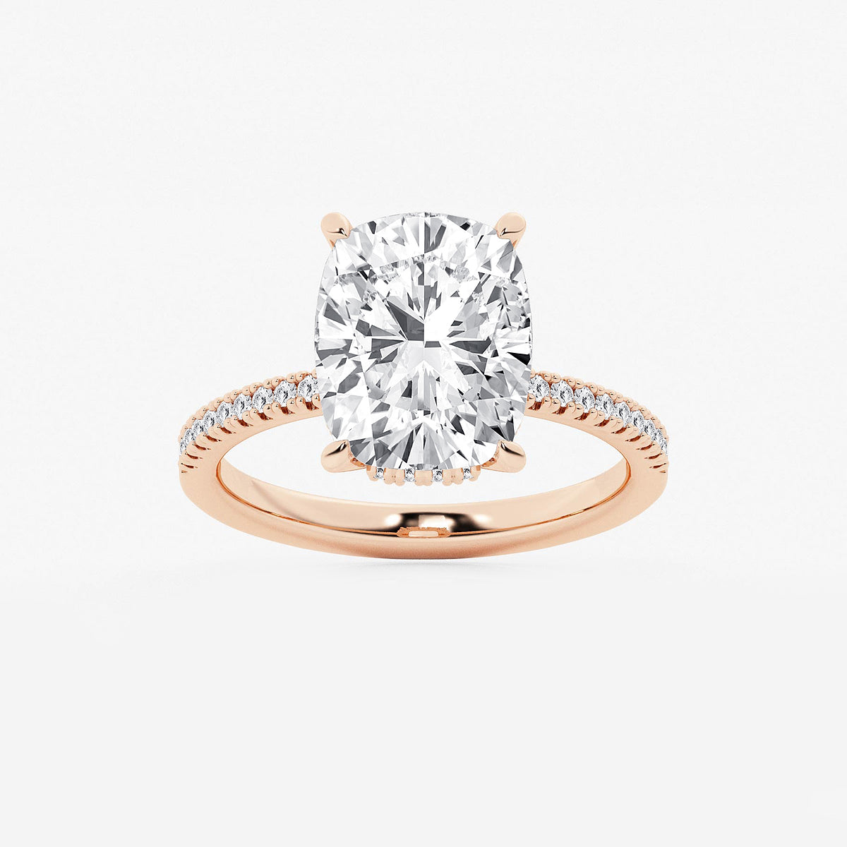 Callista Oval Diamond Side Stone Engagement Ring in 14K Rose Gold - 3.33 CTW