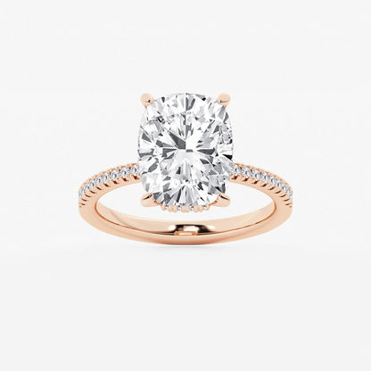 Callista Oval Diamond Side Stone Engagement Ring in 14K Rose Gold - 3.33 CTW