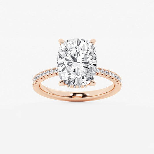 Callista Oval Diamond Side Stone Engagement Ring in 14K Rose Gold - 3.33 CTW