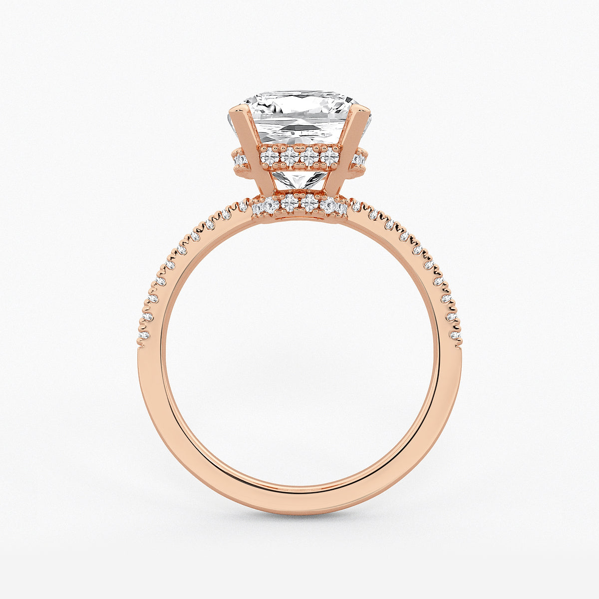Callista Oval Diamond Side Stone Engagement Ring in 14K Rose Gold - 3.33 CTW