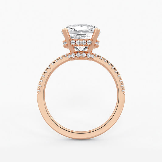 Callista Oval Diamond Side Stone Engagement Ring in 14K Rose Gold - 3.33 CTW