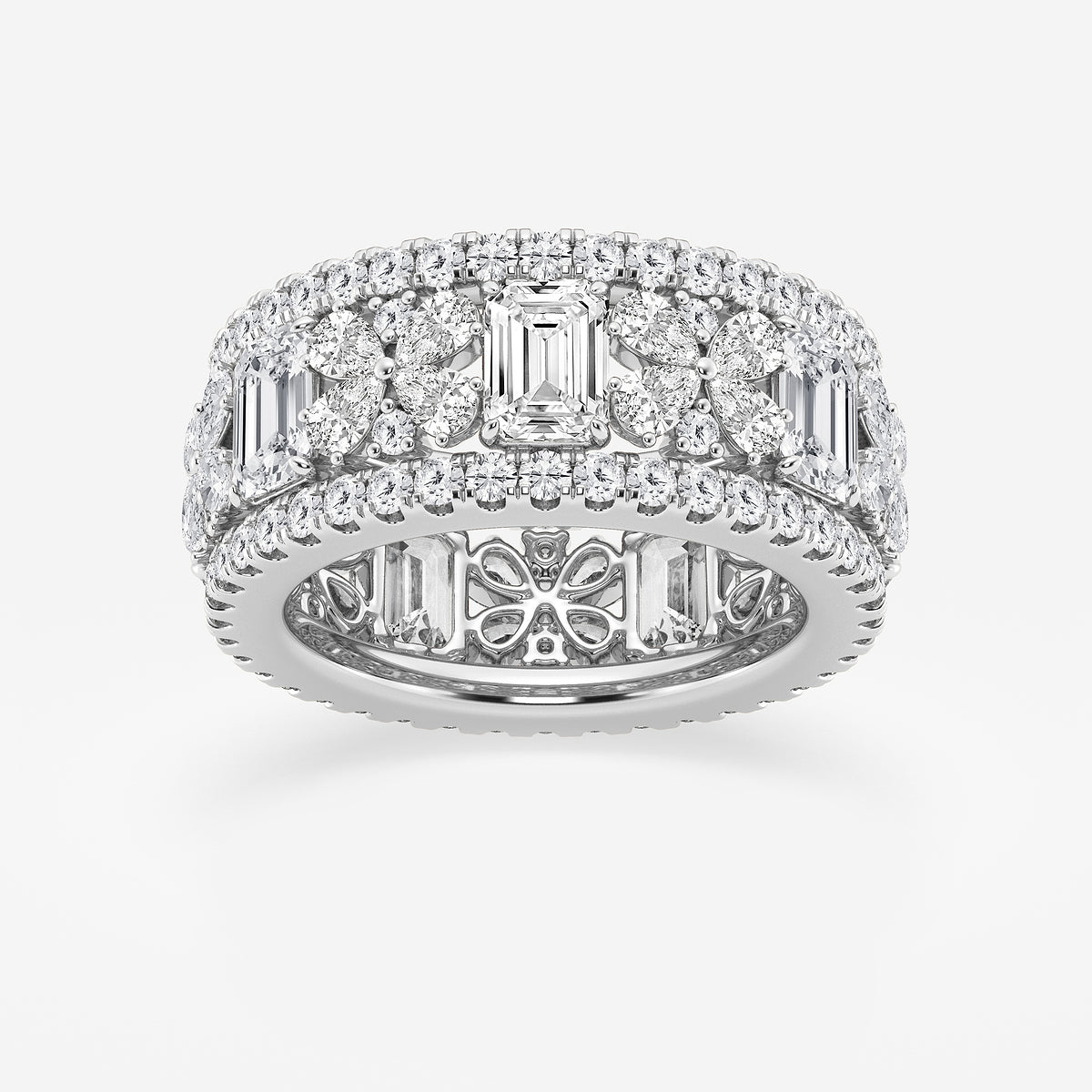 Ashlyn 6 ctw Multi-Shape Lab Grown Diamond Butterfly and Emerald Eternity Band