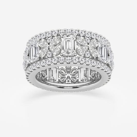 Ashlyn 6 ctw Multi-Shape Lab Grown Diamond Butterfly and Emerald Eternity Band